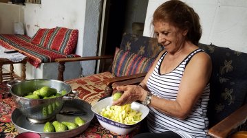 Sister-in-law Nadia preparing koosa.